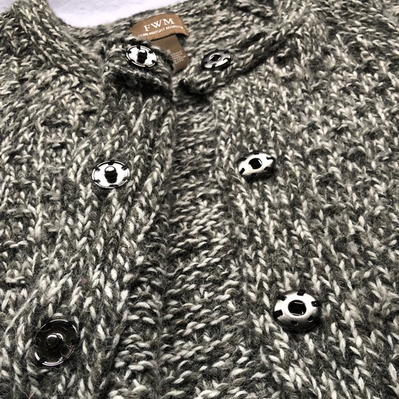 Fenn Wright Manson Gray and White Cardigan Sweater - Picture 4 of 7